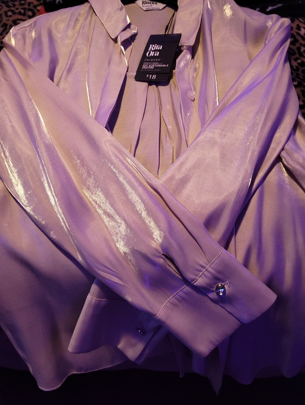 Cream Satin Button-Front Women's Dressy Blouse